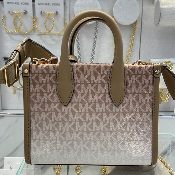 Michael Kors Mirella Extra-Small Ombré Logo Crossbody XBODY Shopper 
Camel 
NWT - Picture 4 of 16